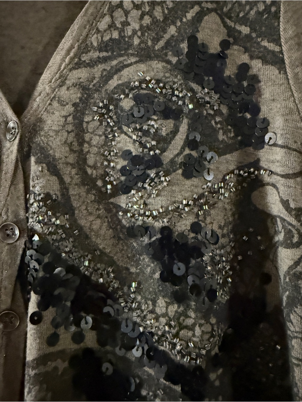 Miss Me Gray Embellished Sequin Tunic Top